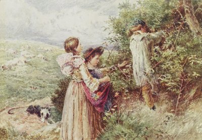 Children Picking Blackberries, 19th Century by Myles Birket Foster